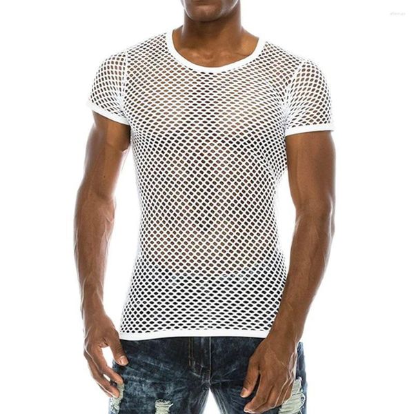Ropa de dormir para hombres para hombres perspectiva sexy personalizada camiseta de malla hueco sin género 2024 nicho de verano pijama de hogar unisex