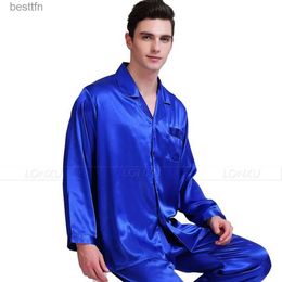 Ropa de dormir para hombres Conjunto de pijamas de satén de seda para hombres Conjunto de pijamas Ropa de dormir Ropa de descanso S ~ 4XLL231011