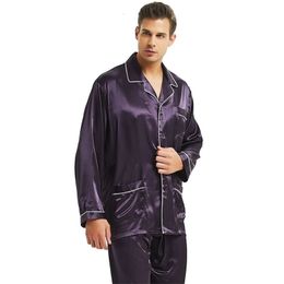 Heren nachtkleding Heren zijden satijnen pyjamaset Pyjama Pyjamaset PJS Nachtkleding Loungewear S M L XL XXL XXXL 4XL 231021