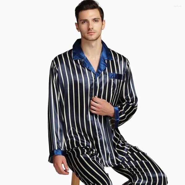 Vêtements de nuit pour hommes Pyjamas en satin de soie pour hommes Pyjamas Pyjamas PJS Vêtements de nuit Loungewear S M L XL 2XL 3XL 4XL Strip Plus