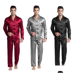 Heren slaapkleding heren tony candice satijn zijden pyjama set mannen pyjama's y moderne stijl zachte gezellige nachthemd zomerdruppel levering kleding u dhfxs