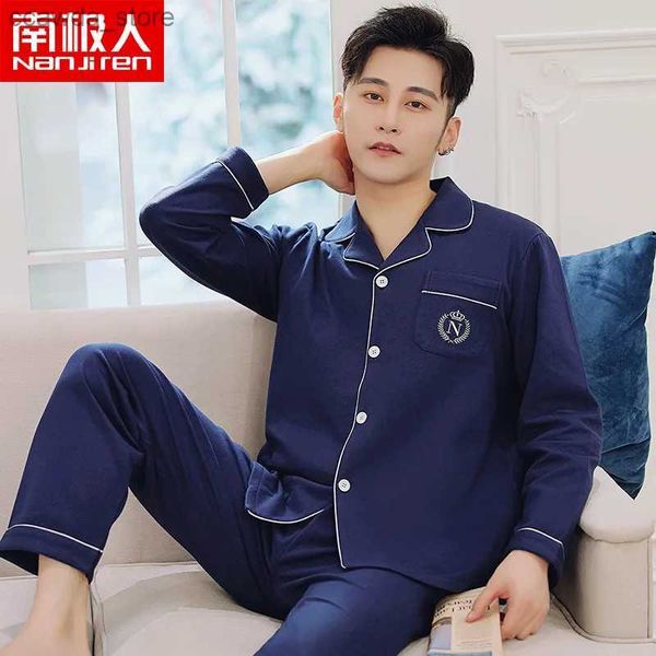 Vêtements de nuit pour hommes Nouveau design de mode à manches longues de haute qualité pyjamas en coton ensembles hommes automne printemps vêtements de maison costume vêtements de nuit pyjamas adolescents mâle Q240109