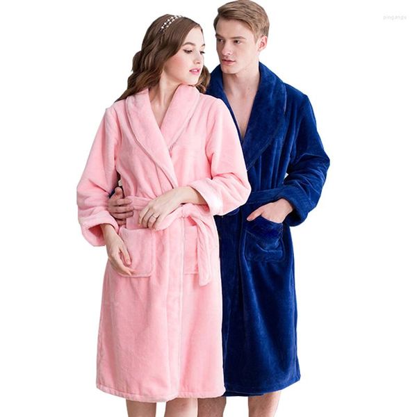 Vêtements de nuit pour hommes en vente hommes classique Kimono peignoir de bain soie flanelle Long peignoir hommes hiver chaud Robes homme Robe de chambre hommes salon