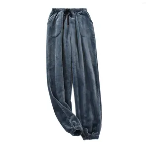 Pantalon de pyjama pour hommes pour hommes Automne et hiver Flanelle chaude pantalon bouche en baisse de grande taille en molleton de corail épais