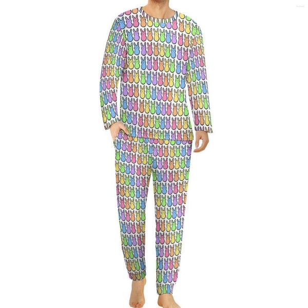 Pyjama arc-en-ciel pour hommes, vêtements de nuit, manches longues, Cool, ensemble 2 pièces, motif d'automne, vêtements de nuit, cadeau d'anniversaire