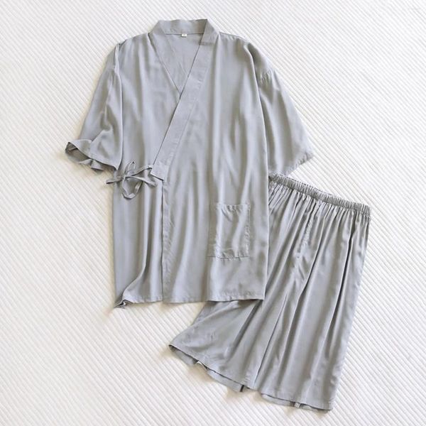 Ropa de dormir para hombre, pantalones, pijamas japoneses, traje de algodón para hombre, conjunto suave Haori, camisón, bata tradicional japonesa Obi Yukata