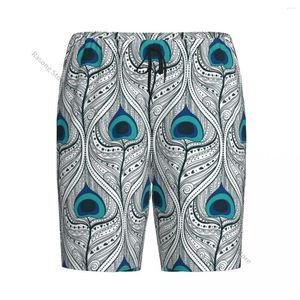 Plumes de peacock pour hommes pantalons de pyjama sans couture pour homme à la maison pantalon court homme somnole