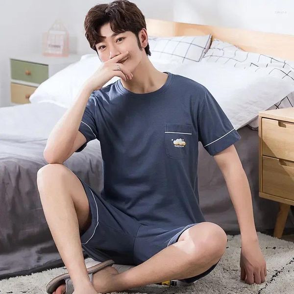 Ropa de dormir para hombres Piezas Homewear Shorts para dormir 2 para PJS Trendyol Casual Men Man 2024 Set Pijamas Pijama coreano Tops Algodón Ropa de dormir Homme