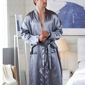 Nachtkleding voor heren ROZE Chinese heren Rayon Nachtkleding Gewaad Zomer Homewear Casual Nachtkleding V-hals Kimono Yukata Badjas Jurk Maat M L XL XXL XXXL T231223