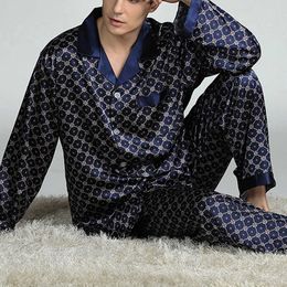 Heren Nachtkleding Puimentiua Lente Heren Nachtkleding Lange Mouw Satijnen Pyjama Sets Voor Mannen Nachtkleding Pak Homewear Thuis Kleding Pyjama Lounge zomer T221103