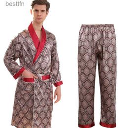 Heren Nachtkleding Gewaad Broek Pyjama Set 7XL Tweedelige Heren Badjas Shorts Pak Zijden Nachtkleding voor Mannen Kimono Thuis Zacht Gezellig Badjas met lange mouwenL231011