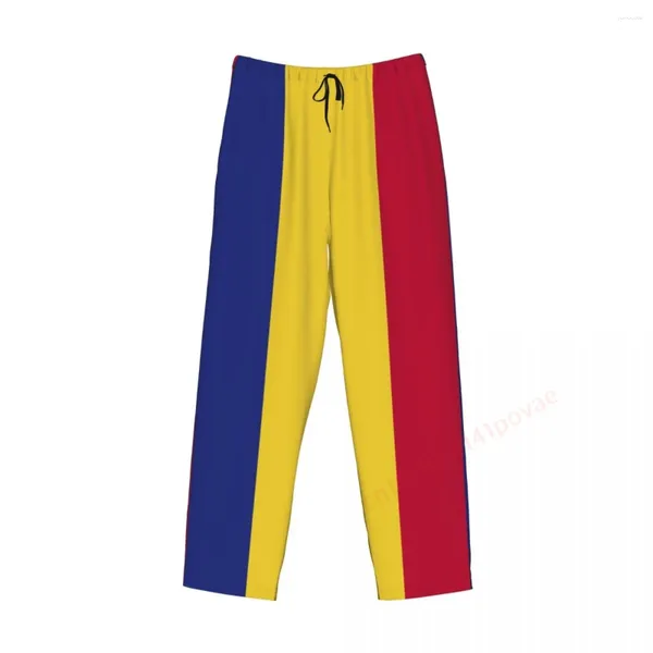 Ropa de dormir para hombres Bandera de Rumania Pantalones de pijama casuales 3D Bolsillos con cordón Pantalones para dormir 2024 Pantalones rectos sueltos estampados para hombre