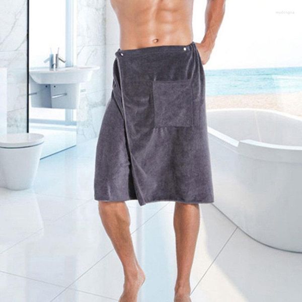 Vêtements de nuit pour hommes Vendre Man Wearable Magic Mircofiber Serviette de bain avec poche Soft Swimming Beach Easy Wear