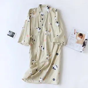 Service de nuit pour hommes Service de coton mince dames pyjamas de style japonais 2024 maison printemps crêpe hommes et chemise de nuit peignoir robe d'été