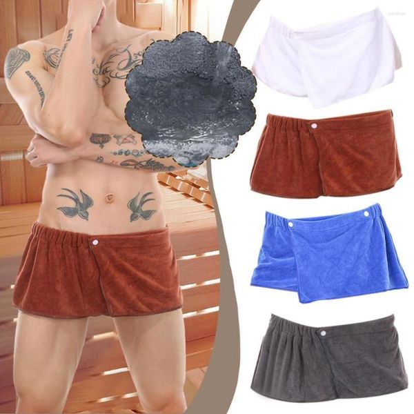 Vêtements de nuit pour hommes, short sexy, peignoir, serviette de bain, Boxer, doux, ouvert sur le côté, pyjama épais, natation, plage, douche, culotte pour adultes