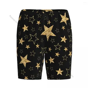 Panneaux de pyjamas courts pour hommes pour les étoiles dorées somnères bouton lâche