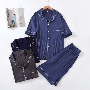 Ropa de dormir para hombres Pantalones cortos Pijamas Conjuntos para hombres Verano Modal Pantalones cortos de manga corta Cárdigan fino Ropa de casa Verano Pijamas de gran tamaño para hombres 230505