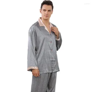 Herennachtkleding Zijden Satijn Pyjama Set Pyjama met lange mouwen Pak Man 2PC Loungewear Groot formaat