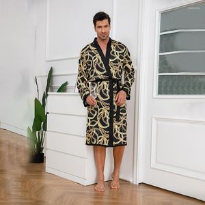 Slaapkleding voor heren Simulatie Zijde Pyjama-gewaad voor high-end ademende ijs van heren Casual Mens Kimono met veter omhoog thuisdia bad