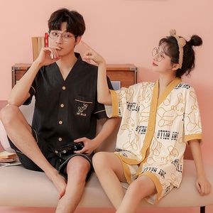 Slaapkleding voor heren slaapkleding paar mannen en vrouwen bijpassende thuispak katoen PJ's liefhebber vrijetijdswear pyjama's voor zomer casual huiskleding 220924