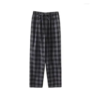 Vêtements pour hommes printemps d'été hommes coton sommeil bas de sommeil masculin porte pantalon à domicile pantalon à carreaux et taille pantalon pijama