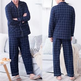 Slaapkleding voor heren gestreepte katoenen pyjama -sets voor korte mouwen lange broek pyjama mannelijke huiskleding lounge slijtage 220924