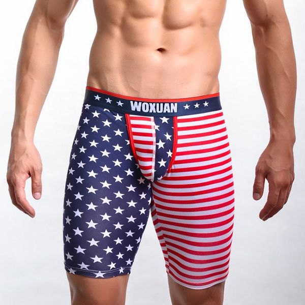Ropa de dormir para hombres Moda de verano Bandera americana Hombres Sexy Pantalones de pijama de algodón ajustados Pantalones de salón elásticos gay / Pantalones de dormir para hombres