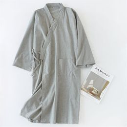 Mannen Nachtkleding Zomer Mannen Robe Gown Effen Katoen Japan Stijl Kimono Badjas Toga Losse Mannelijke Nachtjapon Casual Slaap thuis Cl2952