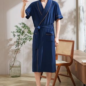 Vêtements de nuit pour hommes été untra-mince glace soie hommes Kimono robes homme décontracté solide peignoirs doux Satin Robe bain confortable pyjama