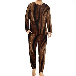 Slaapkleding voor heren Tijger Print Pyjama's Man Tropisch dier retro nachtkleding veer lange mouw 2 stuks home grafische set grote maat