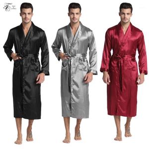 Vêtements de nuit pour hommes Tony Candice Robe de peignoir en satin de soie pour hommes Robe longue solide Pyjamas Hommes Chemise de nuit Kimono Homme Robe de chambre1
