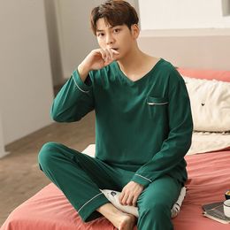 Slaapkleding voor heren Tweede stuk Pak Pure Cotton Heren Pyjama's Spring en herfst Lange Mouw Student Jeugd Dun Koreaans Koreaans Home Suit Bielizna NOCNA 230311