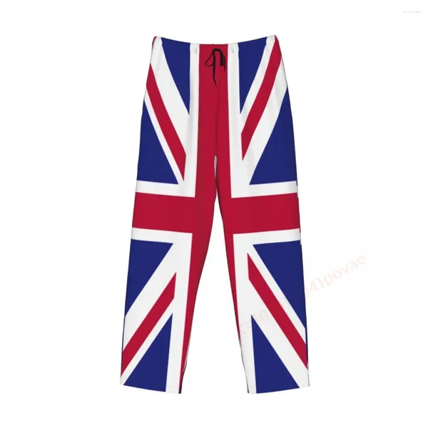 Vêtements de nuit pour hommes Royaume-Uni Drapeau 3D Pantalon de pyjama décontracté Poches à cordon de serrage Bas de sommeil 2024 Pantalon droit ample imprimé