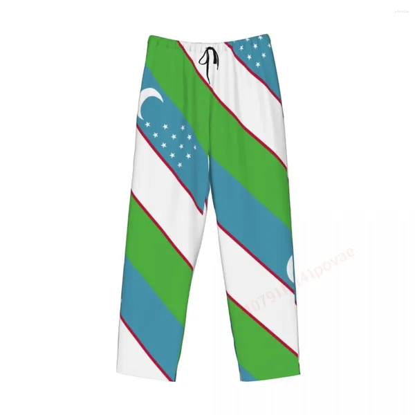 Ropa de dormir para hombres Bandera de Uzbekistán Pantalones de pijama casuales 3D Bolsillos con cordón Pantalones para dormir 2024 Pantalones rectos sueltos impresos para hombre