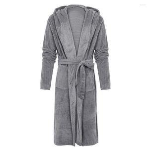 Mannen Nachtkleding Taille Lace-up Enkellange Antivries Mannelijke Verdikte Pluche Nachtjapon Robe Pyjama Fleece Voor Slaapkamer