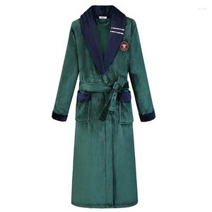 Heren slaapkleding warm dikker lang gewaad badjas nachthemd oversized flanel mannen winter kimono jurk casual losse woonkleding 3xl 4xl