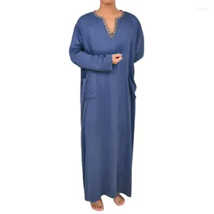 Vêtements pour hommes wenam coton robe kaftan thobe tunique pèlerin chemise avec poches robes de nuit noires de haute qualité de haute qualité