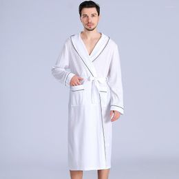 Vêtements de nuit pour hommes Robe blanche à capuche hommes Kimono Robe vêtements de nuit printemps décontracté Homewear à manches longues peignoir vêtements de détente