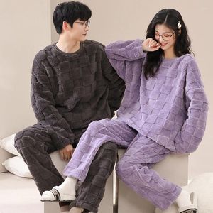 Pyjamas pour hommes hiver 2024 flanelle couple pull pyjama ensemble épaissi chaud corail polaire loungewear femmes et hommes assortis pyjamas pijamas