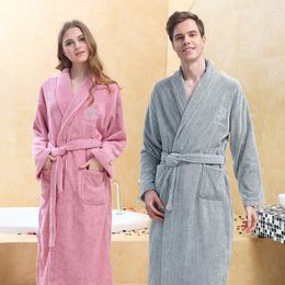 Vêtements de nuit pour hommes hiver peignoir hommes mâle à capuche coton éponge serviette longue hommes El maison épais chaud robe de chambre Kimono Robes