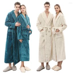 Heren slaapkleding winter flanel lange paren badjas kimono coral fleece man vrouwen kleedjurk bruid gewaad huis kleding peignoir hombre