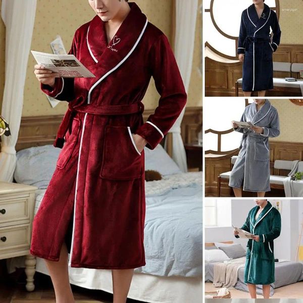 Ropa de dormir para hombre Pijamas de invierno Albornoz acogedor Super suave absorbente con diseño de bolsillo Pareja para el hogar