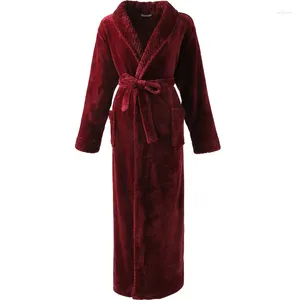 Vêtements de nuit pour hommes Robe d'hiver Robe Hommes Coral Fleece Kimono Peignoir Chemise de nuit à manches longues Loungewear Revers chaud Flanelle Nightwear