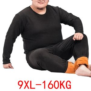 Nachtkleding voor heren Thermisch winterondergoed 2XL 5XL 6XL 7XL 8XL 9XL Plus size Fleece grote maat heren lange onderbroek losse elasticiteit homewear nachtkleding 231127