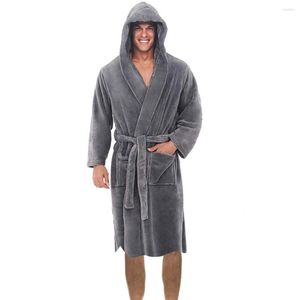 Vêtements de nuit pour hommes hiver chaud maison chemise de nuit en peluche allongé châle peignoir vêtements à manches longues Robe manteau