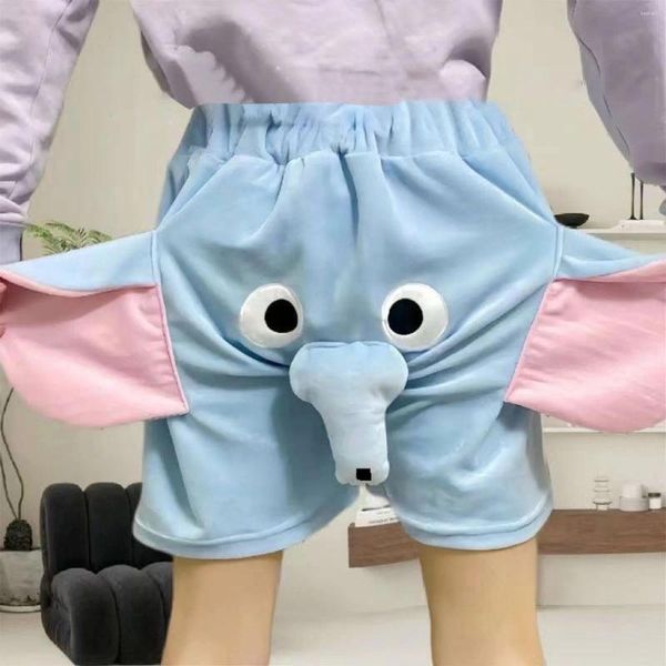 Vêtements de nuit pour hommes Femmes Hommes Casual Fuzzy Pyjamas Shorts Dessin animé mignon 3D Elephant Pig Animal Modèle Loose Fit Soft Peluche Lounge Pantalon court