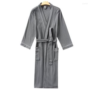 Vêtements de nuit pour hommes Femmes Robe Kimono Peignoir Robe Mélange Coton À Manches Longues Chemise De Nuit Printemps Home Wear Avec Poches Ceinture Loungewear