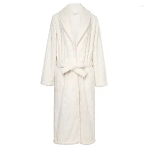 Vêtements de nuit pour hommes Femmes Hiver Extra Long Tricoté Dobby Flanelle Corail Polaire Peignoir Demoiselle D'honneur Kimono Robe De Bain Amoureux Épais Chaud Dressing