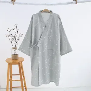 Vêtements de nuit pour hommes Yukata 2024 Gaze Pyjamas Robe Coton Capuche Lâche Mince Peignoir Col V Japonais