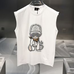 T-shirt sans manches pour hommes Slim Print Hot Diamond Mode européenne Débardeur en coton soyeux Été Tenues populaires Vêtements Tees M-5XL